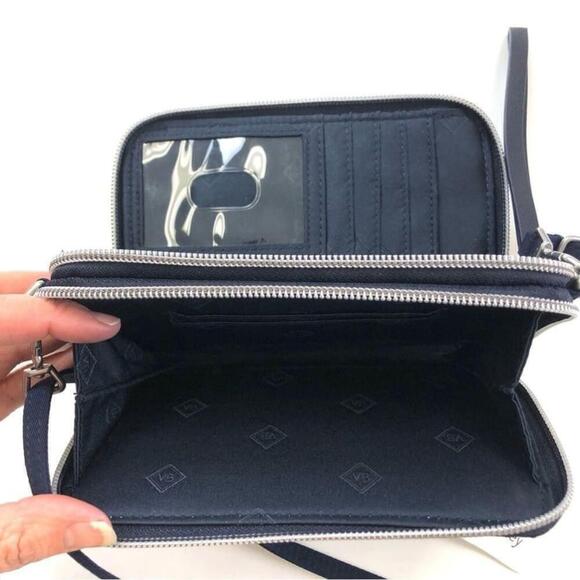 Vera Bradley navy quilted All In One RFID cross body purse - Picture 9 of 11